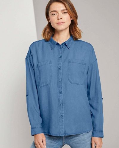 Джинсова сорочка Tom Tailor Denim, синя