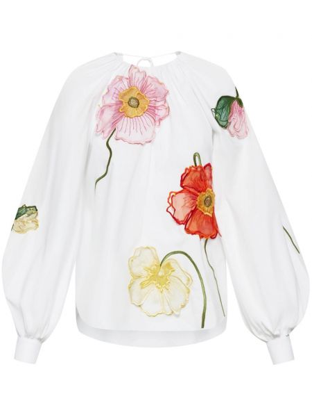 Bluză cu model floral Oscar De La Renta alb