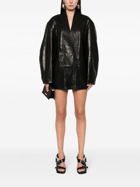 Kožený kabát Isabel Marant černý