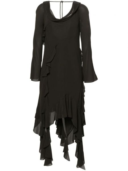 Krepové asymetrické šaty s volány Acne Studios šedé