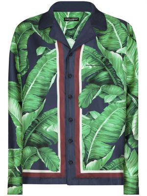 Svilena košulja s printom Dolce & Gabbana zelena