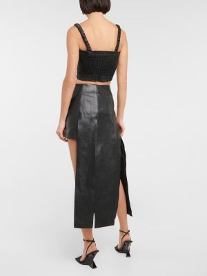 Asymetrická kožená sukňa David Koma čierna