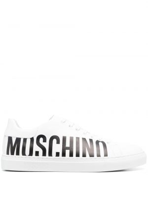Sneakersy sznurowane koronkowe Moschino białe