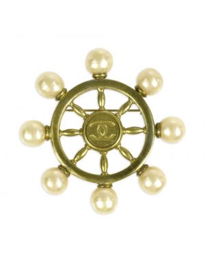 Broška z perlami Chanel Pre-owned zlata