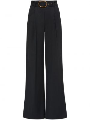 Lněné zvonové kalhoty Veronica Beard - černá
