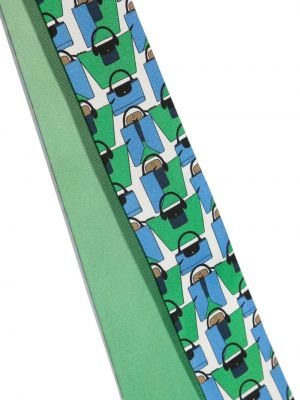 Raštuotas šilkinis šalikas Longchamp žalia