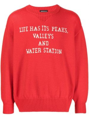 Volneni pulover s potiskom Undercover rdeča