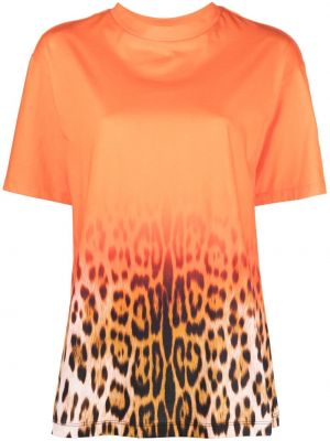Тениска с принт с леопардов принт Roberto Cavalli оранжево