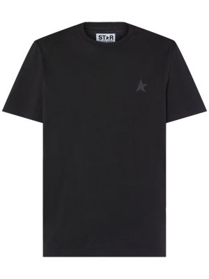 Bavlněné tričko s hvězdami Golden Goose černé