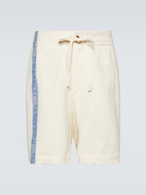 Pantaloni scurți cu talie înaltă de in din bumbac Jw Anderson alb