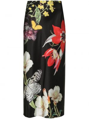 Suknja s cvjetnim printom s printom Alice + Olivia crna