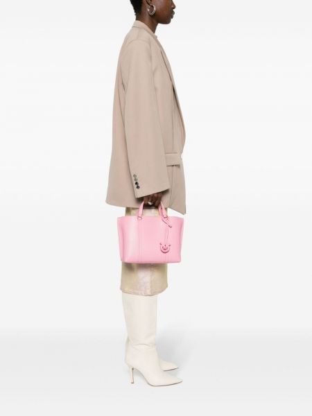 Kožená shopper kabelka Pinko růžová