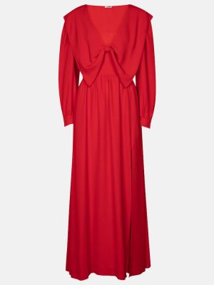 Satynowa sukienka długa Miu Miu czerwona