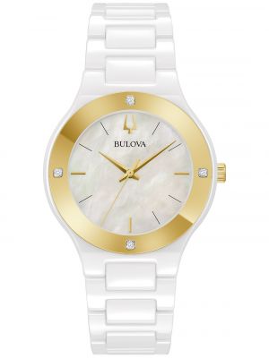 Женские часы Millennia Diamond Accent, керамический браслет, 35 мм Bulova белый