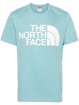 Памучна тениска с принт The North Face синьо