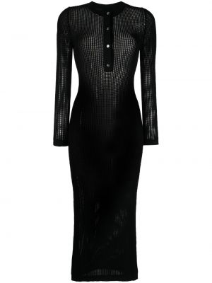 Pletené dlouhé šaty Cynthia Rowley černé