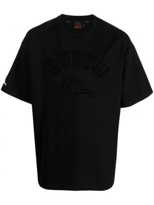 Kokvilnas t-krekls Evisu melns