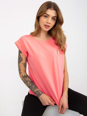 Enobarvna bombažna majica Fashionhunters roza