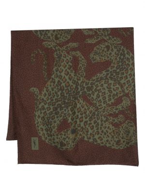 Echarpe en soie à imprimé à imprimé léopard Saint Laurent Pre-owned