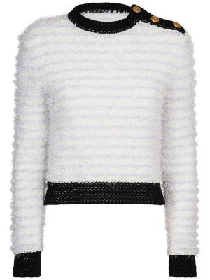 Sweter tweedowy Balmain biały