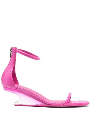 Kožené sandály na podpatku Rick Owens růžové