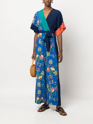 Mustriline lilleline pükskostüüm Dvf Diane Von Furstenberg sinine