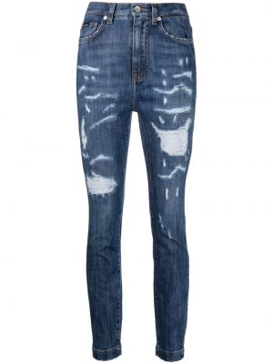 Skinny fit džinsai su įbrėžimais Dolce & Gabbana mėlyna