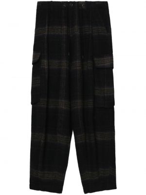 Pantalon cargo en laine à carreaux Needles noir
