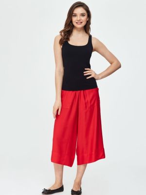 Плетени relaxed широки панталони тип „марлен“ Dagi червено