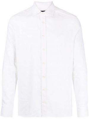 Bavlněná lněná košile Hackett bílá