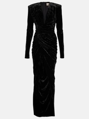 Vestido largo de terciopelo‏‏‎ Alexandre Vauthier negro
