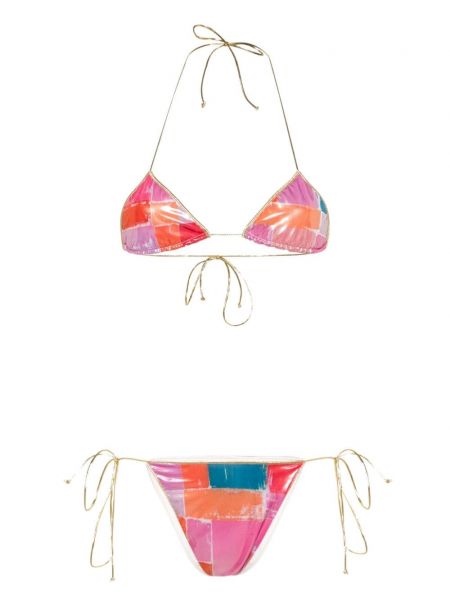 Bikini à imprimé à motifs abstraits Reina Olga rose
