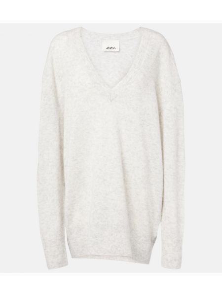 Alpakka cashmere silke strikkegenser Isabel Marant hvit