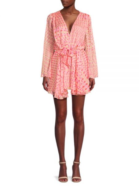 Розовое платье мини с геометрическим узором Misa Los Angeles
