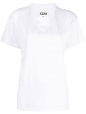 Koszulka bawełniana z okrągłym dekoltem Maison Margiela biała