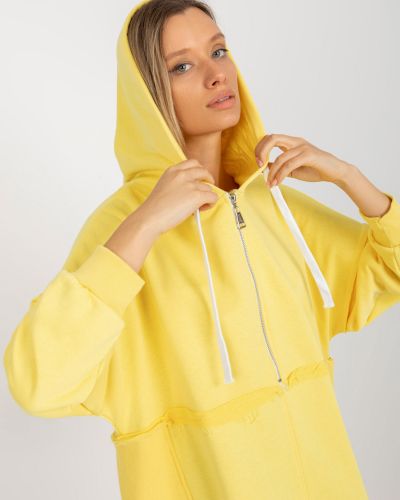 Oversized mikina s kapucí na zip Fashionhunters žlutá