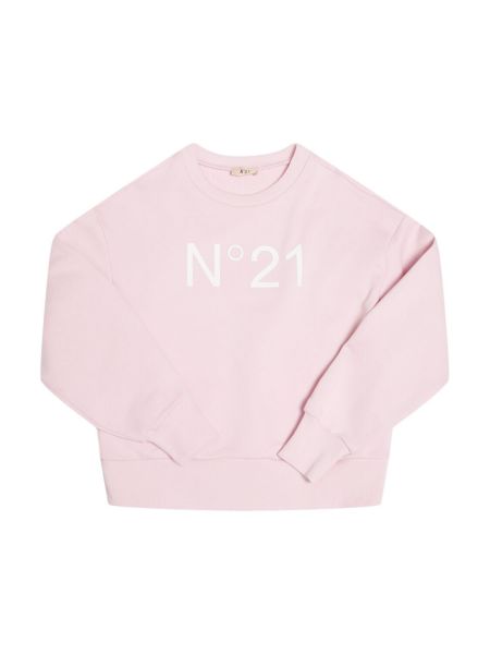 Trykt bomuld sweatshirt med rund hals for piger N°21 pink