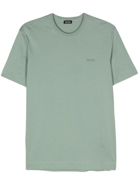 Kokvilnas t-krekls ar izšuvumiem Zegna zaļš