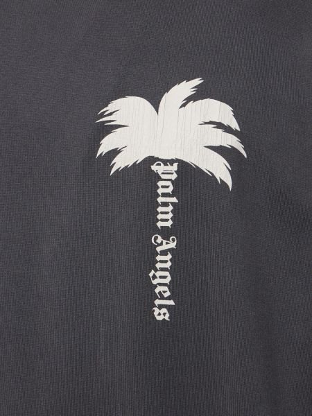 Bavlněné tričko s potiskem Palm Angels šedé