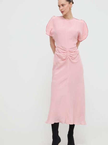Růžové dlouhé šaty Victoria Beckham