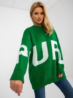 Oversize džemperis ar uzrakstiem Fashionhunters zaļš