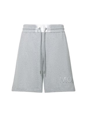 Pantaloncini felpati di cotone di cotone Moncler grigio