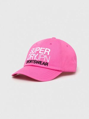 Șapcă din bumbac Superdry roz