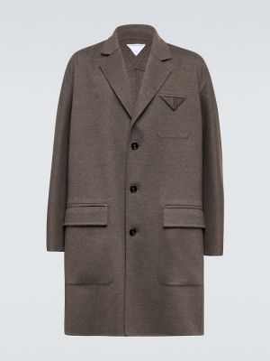 Kašmírový vlněný kabát Bottega Veneta šedý