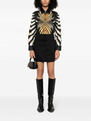 Hedvábná košile s potiskem s abstraktním vzorem Roberto Cavalli černá