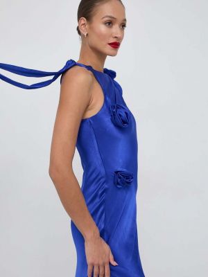 Sukienka długa dopasowana Bardot niebieska