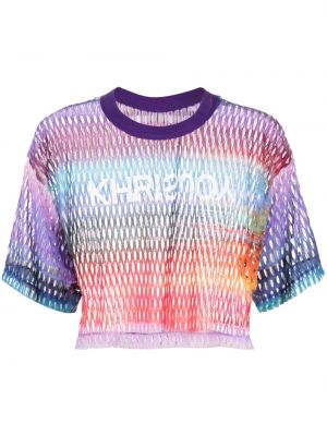 Tīkliņa gradienta krāsas t-krekls ar apdruku Khrisjoy zils