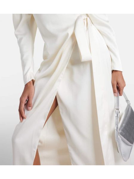Сатенена миди рокля Rotate бяло
