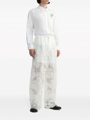 Krajkové kalhoty relaxed fit Simone Rocha bílé