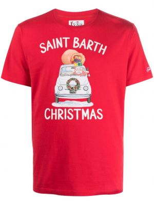 Koszulka bawełniana z nadrukiem Mc2 Saint Barth czerwona